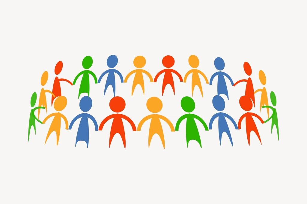 Colorful people holding hands clipart